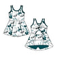 ( Moq 5 each style ) Baby Girl Toddler Team Green Bows Sibling Skort Dress Set 6.9