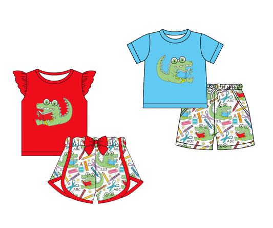 Baby Boy Girl Dinosaurs Back To School Sibling Set ( Moq 5 Each Style ) 12.31