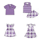 ( Moq 5 each style ) Baby Boy Girl Toddler Cats Team Purple Bows Sibling Shirt Dress Set