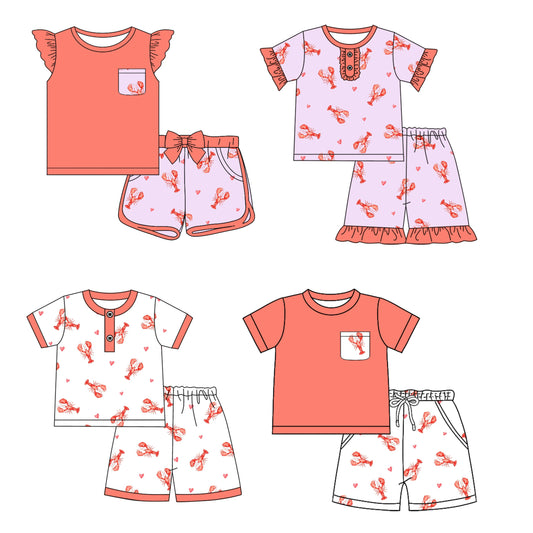 Baby Boy Girl Short Sleeves Crawfish Sibling Set ( Moq 5 Each Style ) 12.17