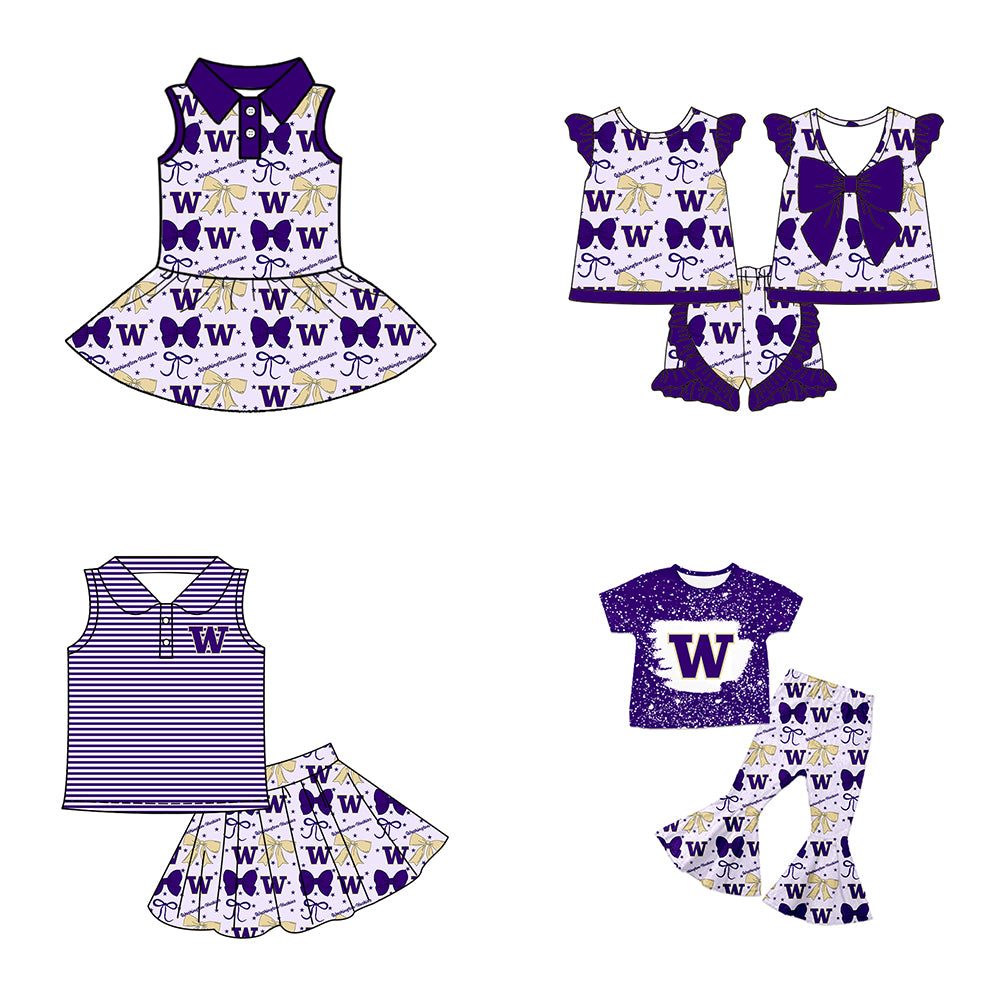 ( Moq 5 each style ) Baby Girl Toddler W Team Bows ‌Sibling Dress Set