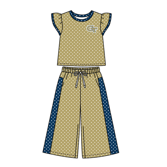 ( Moq 5 ) Baby Girls Kids Short Sleeves Shirt Pants Team Set Clothes
