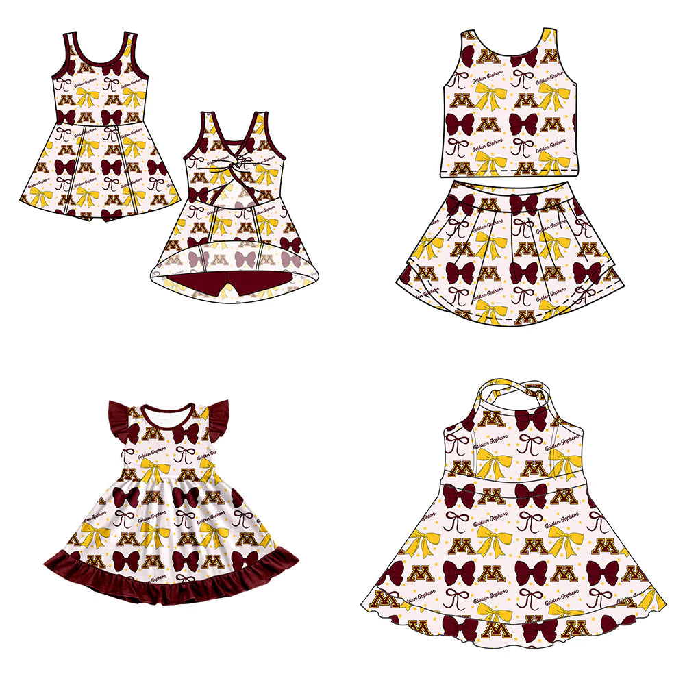 ( Moq 5 each style ) Baby Girl Toddler M Team Bows Sibling Dress Set 6.26
