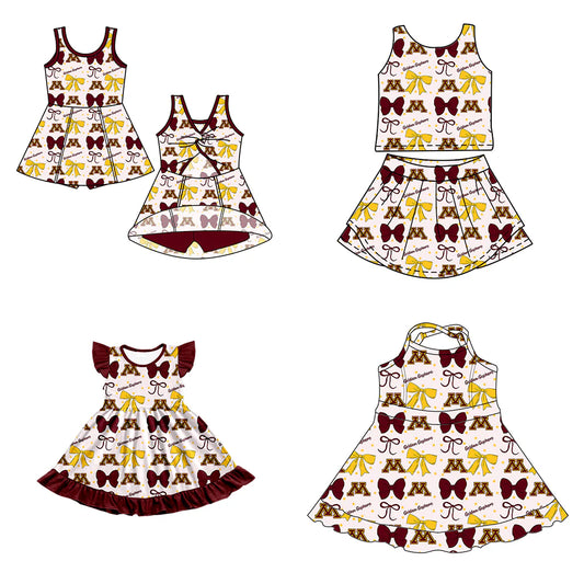 ( Moq 5 each style ) Baby Girl Toddler M Team Bows Sibling Dress Set 6.26