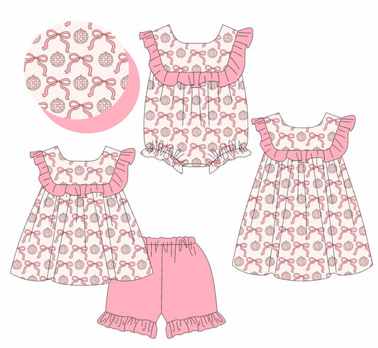 Baby Girl Pink Bows Sibling Romper Dress Set ( Moq 5 Each Style ) 1.23