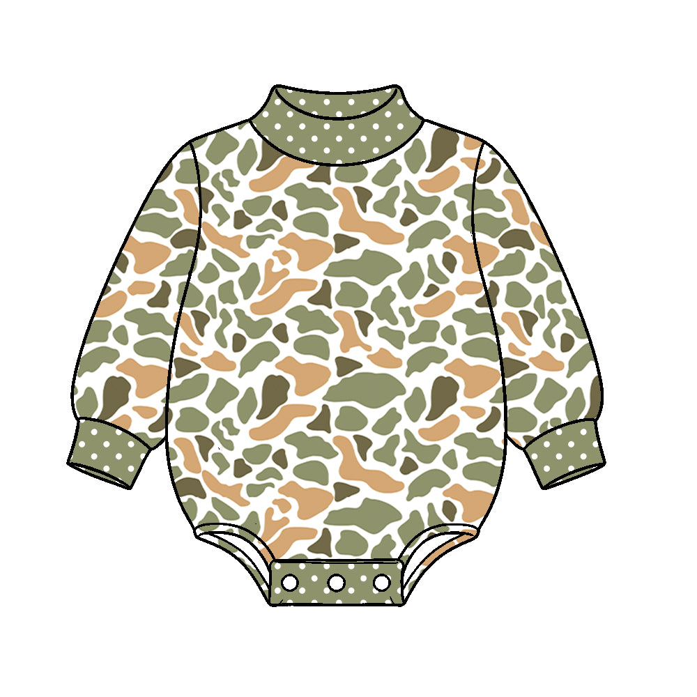 ( Moq 5 ) Preorder Baby Kids Infant Long Sleeves Camo Print Bubble Romper Clothes
