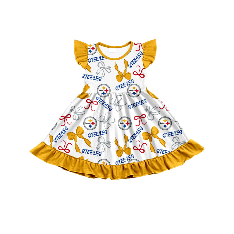 ( Moq 5 each style ) Baby Girl Toddler Stars Team Bows Sibling Romper Dress Set 7.12