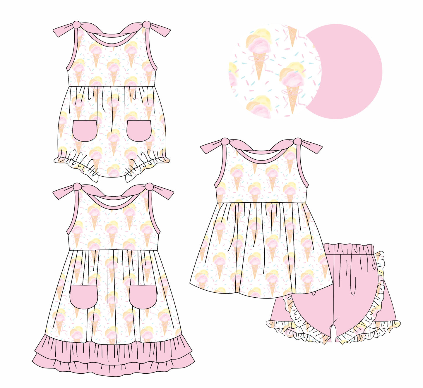 Baby Girl Popsicles Sibling Romper Dress Set ( Moq 5 Each Style ) 1.21