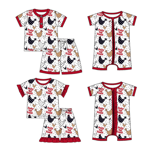 Baby Boy Girl Short Sleeves Chicken Sibling Pajamas Romper Set ( Moq 5 Each Style ) 2.12