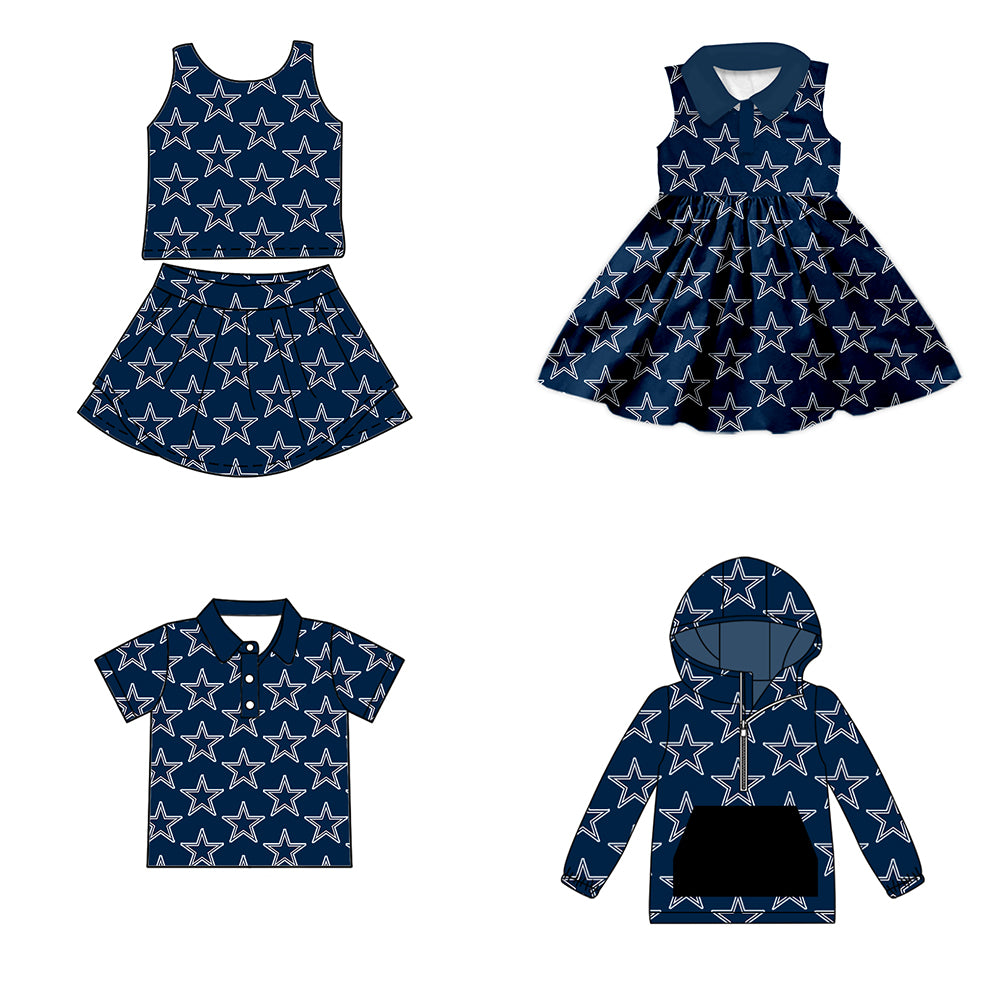 ( Moq 5 each style ) Baby Boy Girl Toddler Stars Sibling Team Dress Shirt Set 7.12