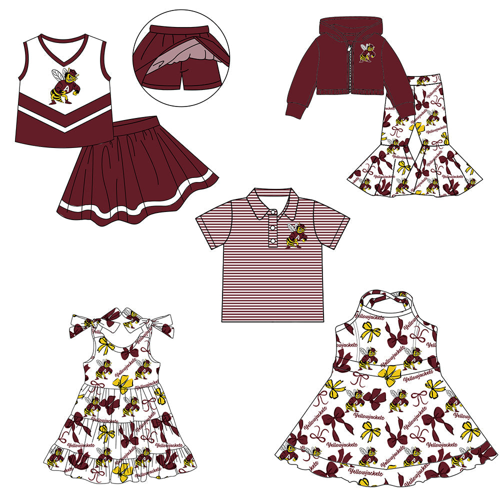 ( Moq 5 each style ) Baby Boy Girl  Team Cheer Bows Sibling Shirt Dress Set 8.2