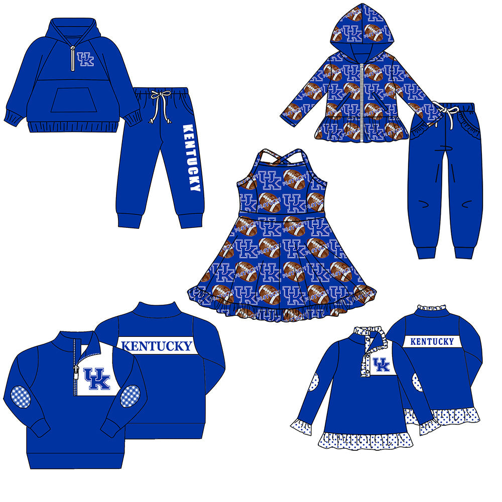 ( Moq 5 each style ) Baby Boy Girl Team Football Sibling Blue Shirt Dress Set 8.19