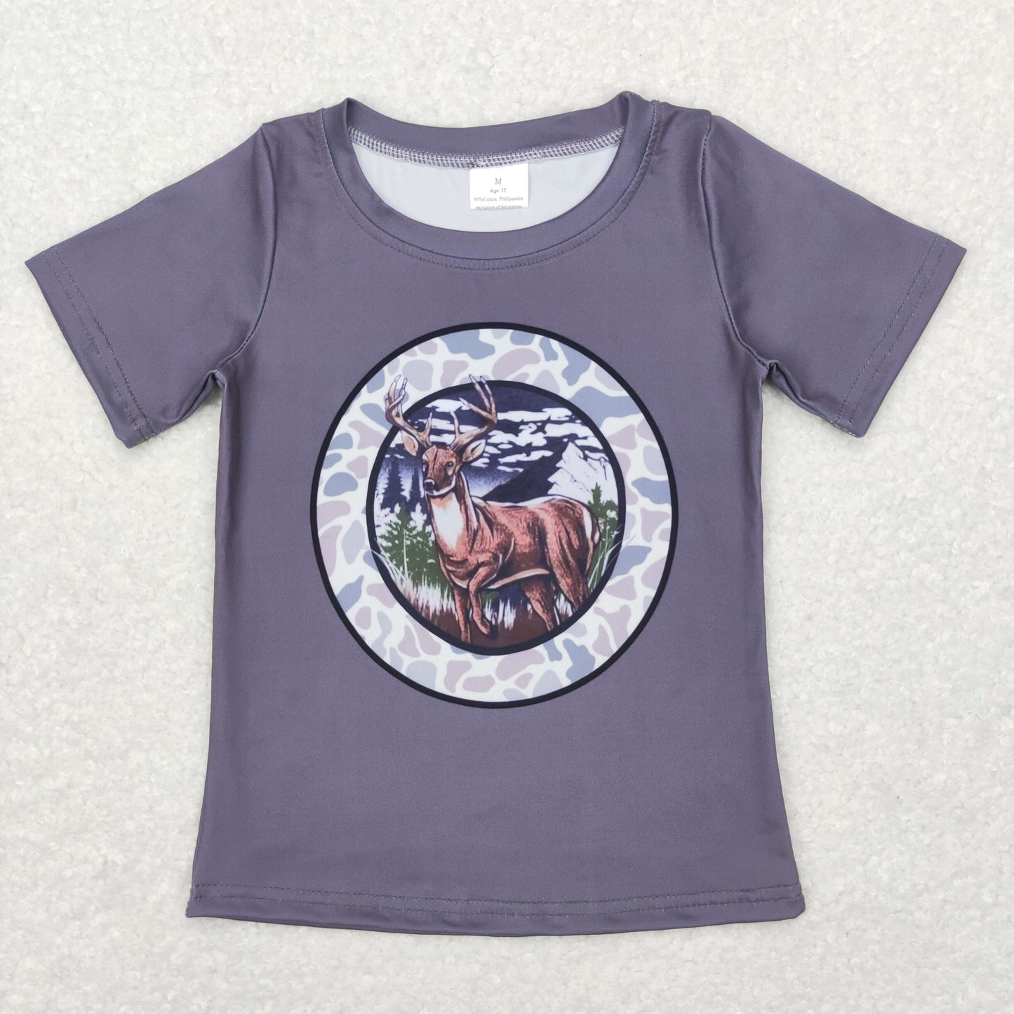 BT0464 Baby Boy Short Sleeves Camo Deer Shirt Tops