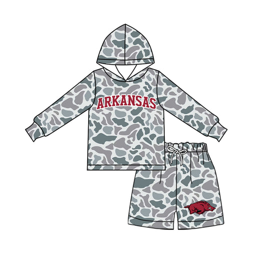 ( Moq 5 ) Baby Girls Kids Long Sleeves Hoodie Shirt Camo Shorts Team Set Clothes