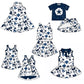 ( Moq 5 each style ) Baby Girl Toddler Team Stars Bows Sibling Skort Dress Set 6.5