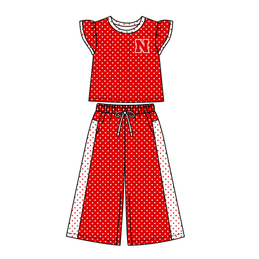 ( Moq 5 ) Baby Girls Kids Short Sleeves Shirt Pants Team Set Clothes