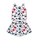 ( Moq 5 each style ) Baby Girl Toddler Team Red Blue Bows Sibling Skort Dress Set 6.4