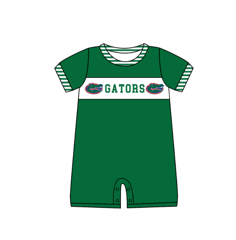 ( Moq 5 ) Baby Boys Kids Short Sleeves Team Summer Green Romper