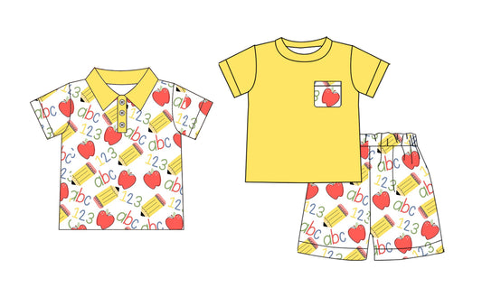 ( Moq 5 Each Style ) Sibling Baby Boys Kids Short Sleeves Pencil Back to School Shirt Set