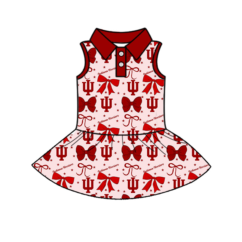 ( Moq 5 each style ) Baby Girl Toddler Team Red Bows Sibling Dress Set