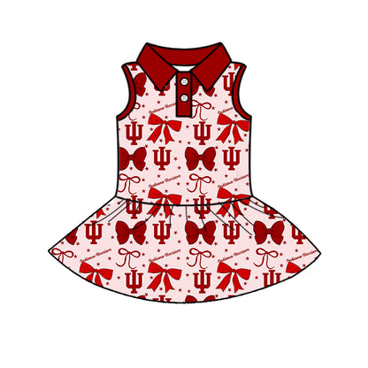 ( Moq 5 each style ) Baby Girl Toddler Team Red Bows Sibling Dress Set