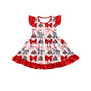 ( Moq 5 each style ) Baby Girl Toddler Team Red Grey Bows Sibling Dress Set 6.27