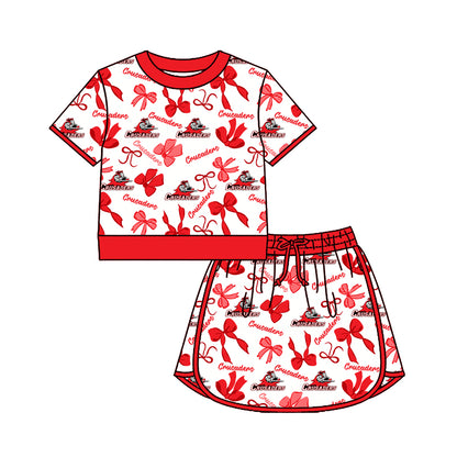 ( Moq 5 Each Style ) Sibling Baby Girls Kids Bows Team Shirt Sets Clothes