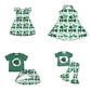 ( Moq 5 each style ) Baby Boy Girl Toddler Team Green Bows ‌Sibling Dress Set