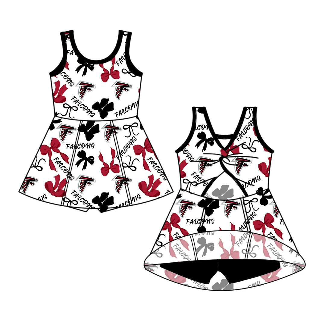 ( Moq 5 each style ) Baby Girl Toddler Team Bird Bows Sibling Skort Dress Set 6.5