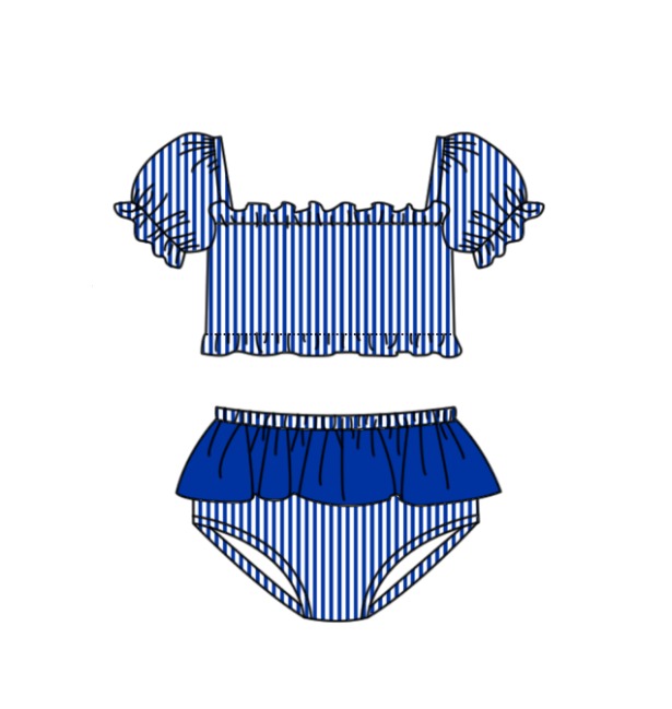 ( Moq 5 Each Style ) Baby Boys Girls Kids Team Sibling Blue Jumpsuits Sets Swimsuits