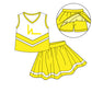 ( Moq 5 each style ) Baby Girl Summer Team Cheer Sibling Yellow Bows Dress Set 7.18