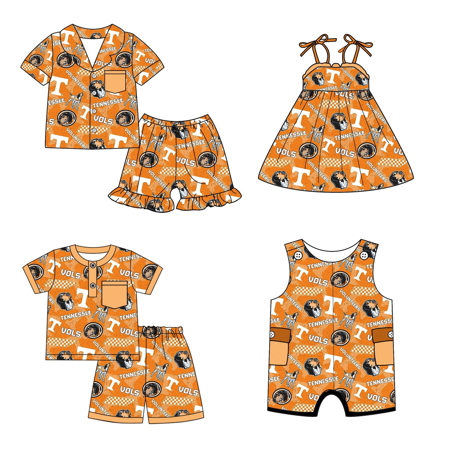 ( Moq 5 each style ) Baby Boy Girl Short Sleeves Team T Dog Yellow Sibling Dress Shirt Set 5.6