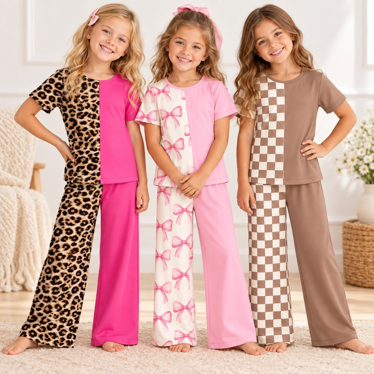 (Moq 5 ) Preorder Baby Girls Kids Short Sleeves Shirts Pants Sets Clothes RTS