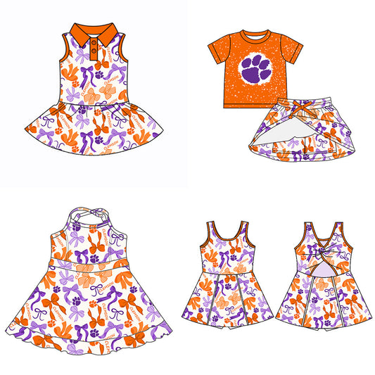 ( Moq 5 each style ) Baby Girl Team Tiger Bows Sibling Dress Set 5.15