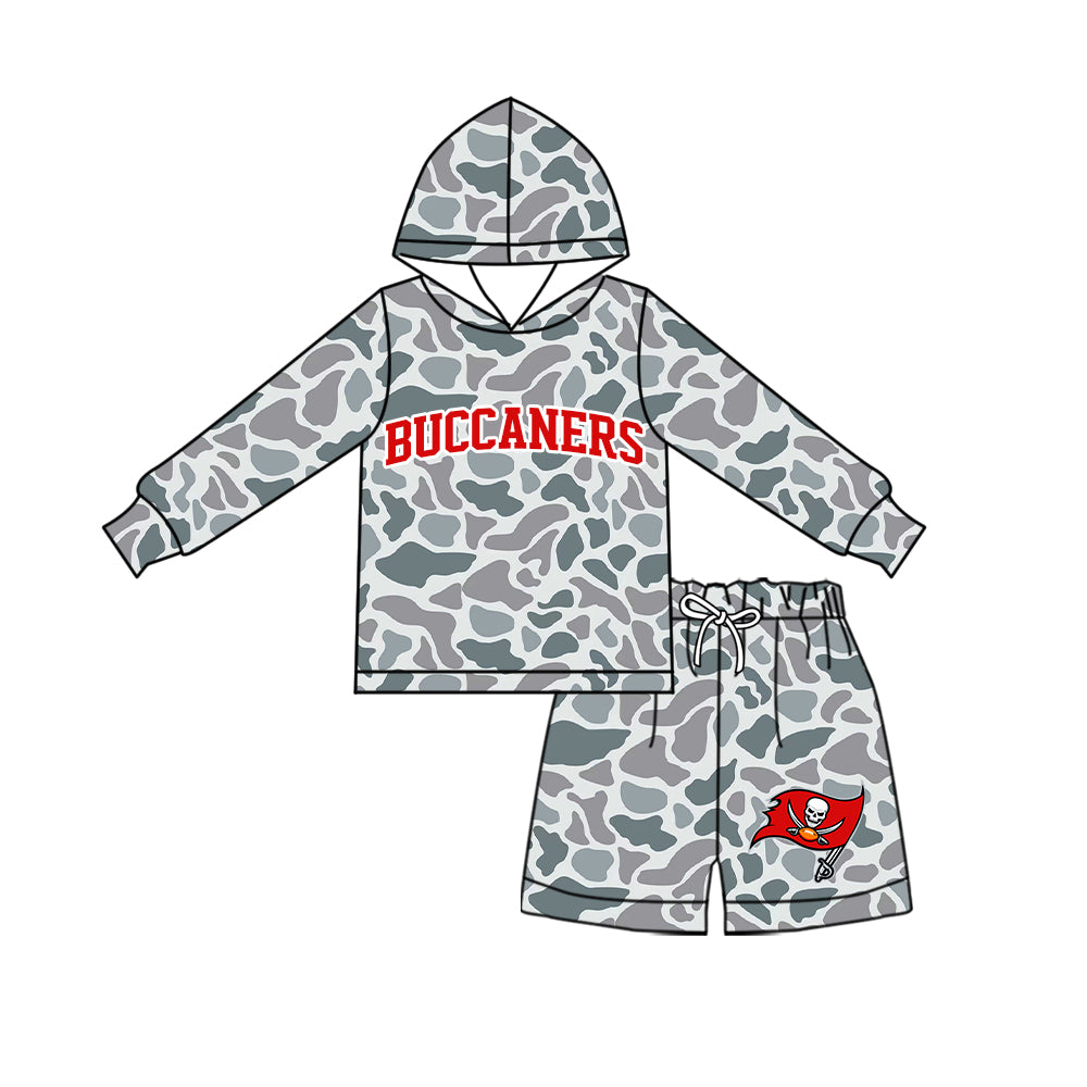 ( Moq 5 ) Baby Girls Kids Long Sleeves Hoodie Shirt Camo Shorts Team Set Clothes