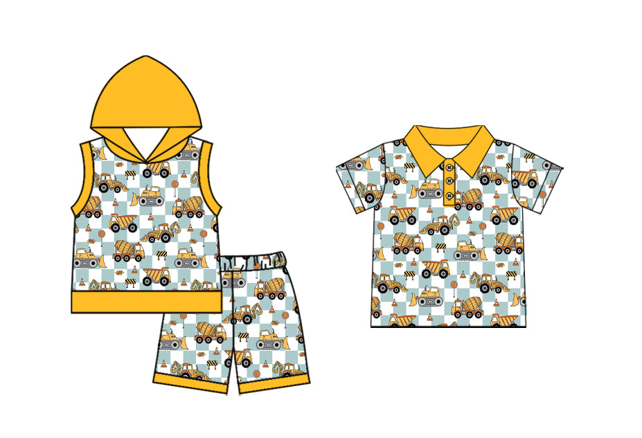 Baby Boy Construction Summer Sibling Shirt Clothes Set ( Moq 5 Each style )