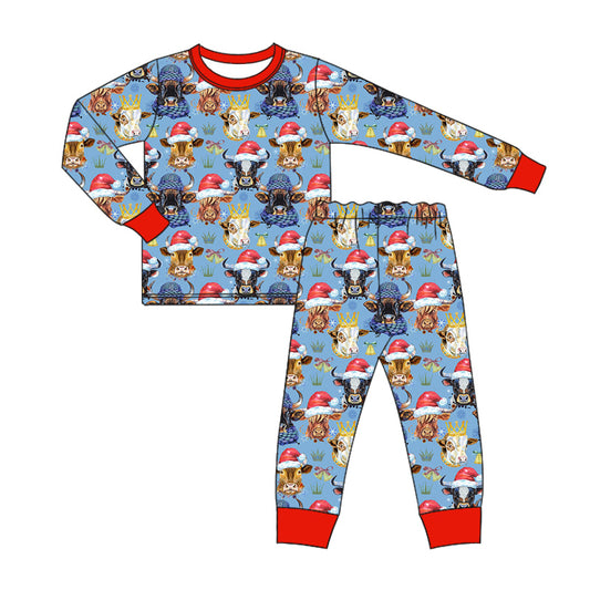 Baby Boy Long Sleeves Cow Christmas Shirt Pants Set Pajamas