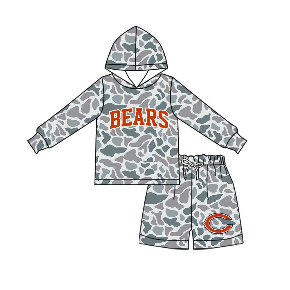 ( Moq 5 ) Baby Girls Kids Long Sleeves Hoodie Shirt Camo Shorts Team Set Clothes