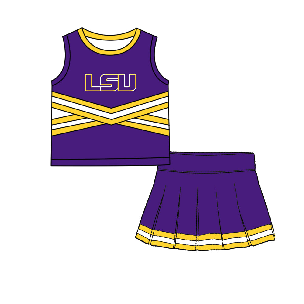 ( Moq 5 ) Baby Girls Kids Sleeveless Vest Skirt Shots Team Set Clothes