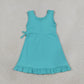 Baby Girls Kids Sleeveless Blue Green Scallop Yoga Active Knee Length Dress RTS