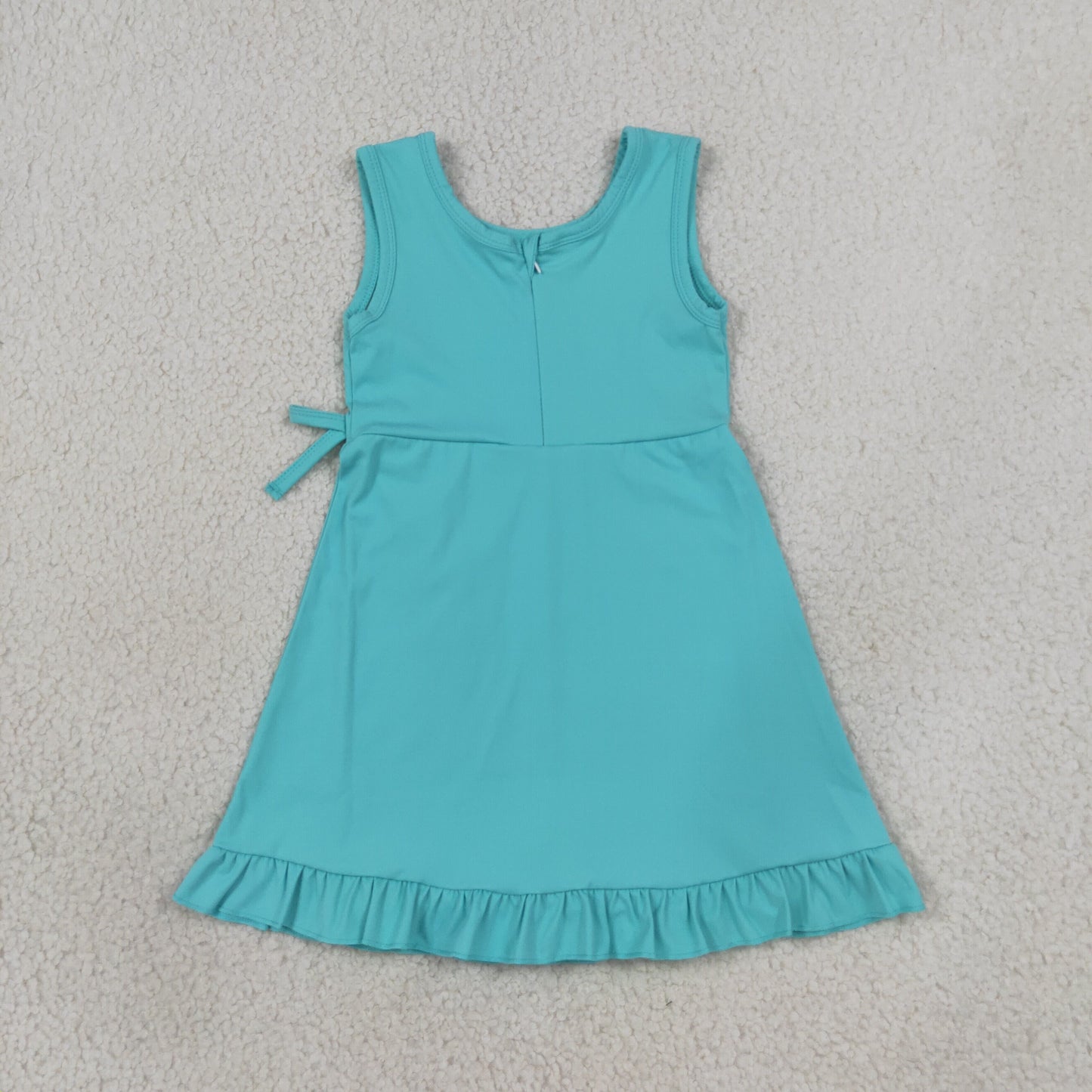 Baby Girls Kids Sleeveless Blue Green Scallop Yoga Active Knee Length Dress RTS