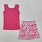 Baby Girl Sleeveless Pink Tops Flower Skorts Shorts Skirt Active Wear Yoga Set