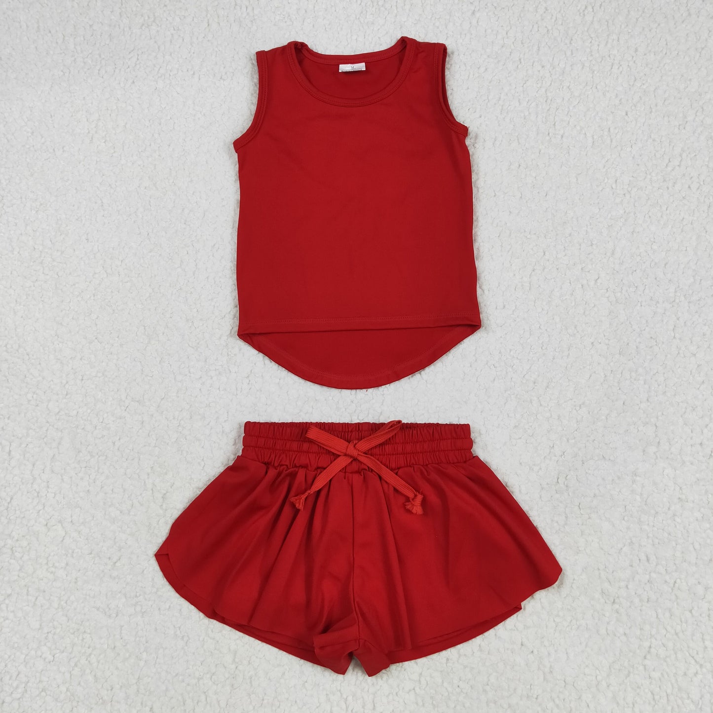 Baby Girl Sleeveless Red Tops Shorts Skirt Skort Yoga Active Set RTS