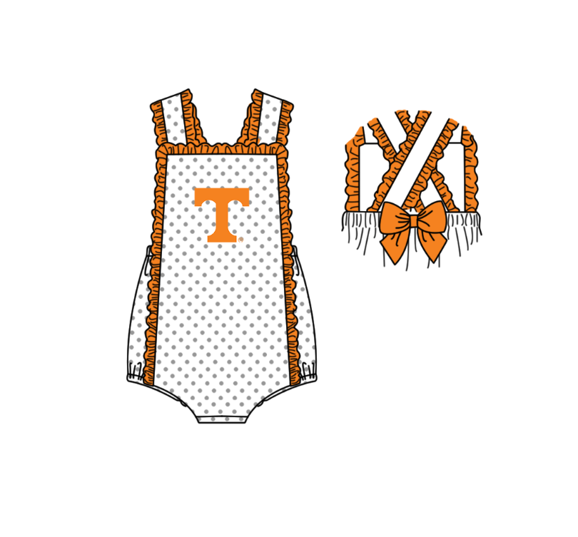 ( Moq 5 ) Baby Girls Kids Sleeveless T Dots Bows Team Romper
