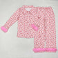 Adult Women Western Boots Buttons Tops Pants Pink Pajamas Set