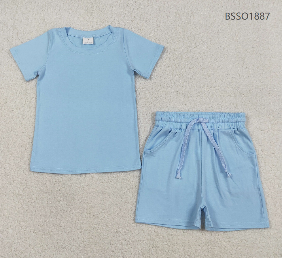Sibling Baby Boys Kids Short Sleeves Shirts Pockets Shorts Summer Cotton Sets Clothes RTS