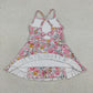 Baby Girls Kids Sleeveless Flower Shorts Knee Length Dress Yoga Pink Clothes  RTS