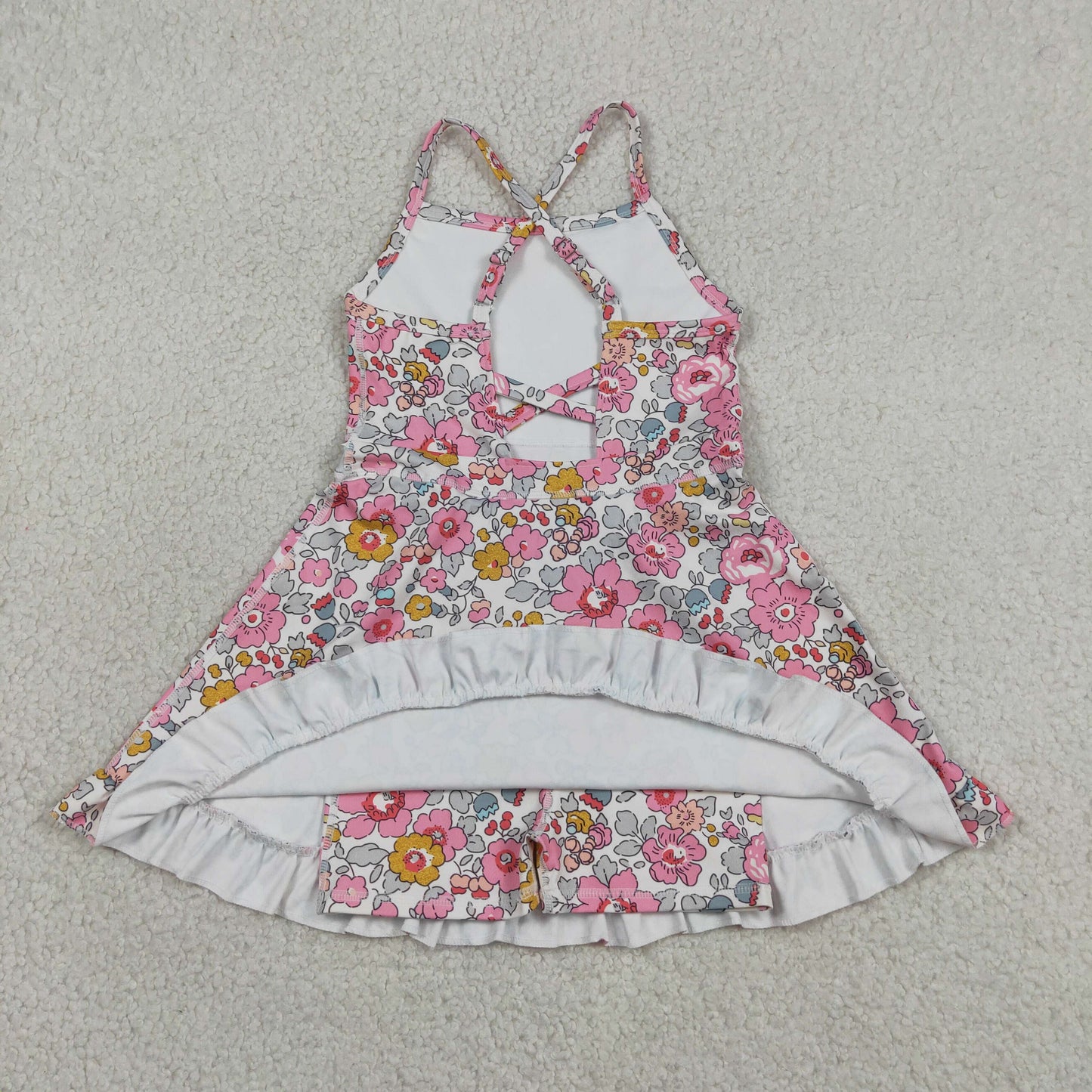 Baby Girls Kids Sleeveless Flower Shorts Knee Length Dress Yoga Pink Clothes  RTS