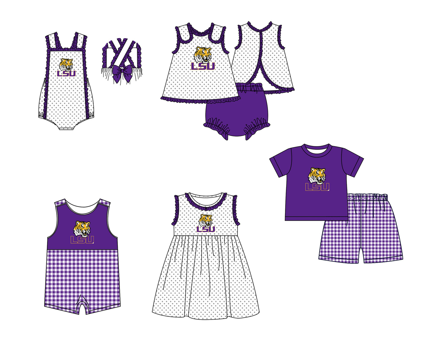 ( Moq 5 ) Baby Girls Toddler Sleeveless Tiger Dots Team Purple Ruffle Knee Length Dress