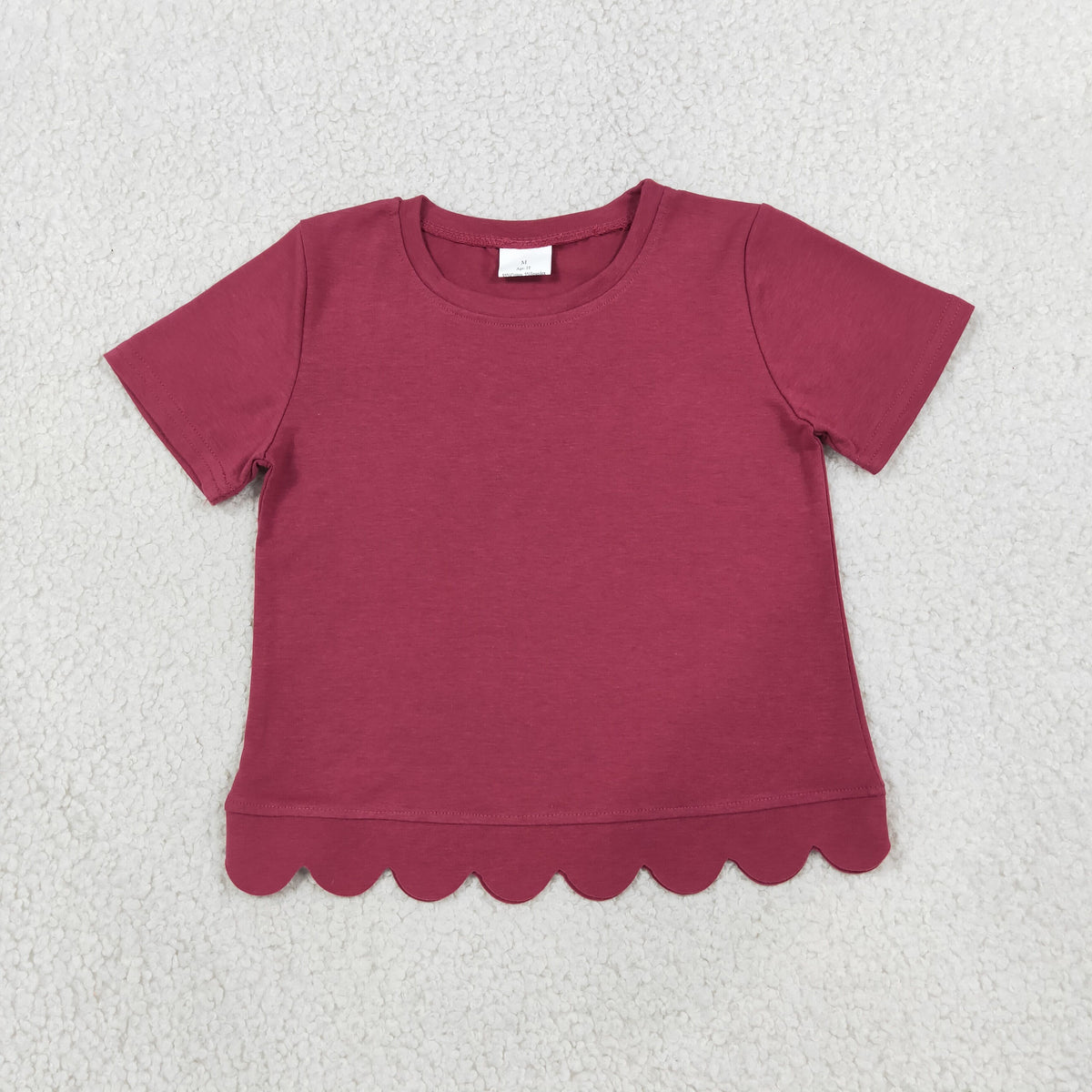 Baby Girls Kids Short Sleeves Scalloped Shirt Tops Cotton Clothes RTS